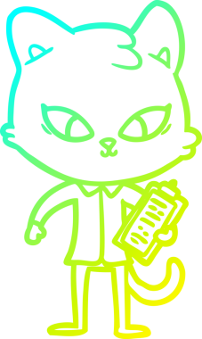 Bir insan tarafından çizilmiş bir çizgi film kedisinin soğuk gradyan çizgisi.