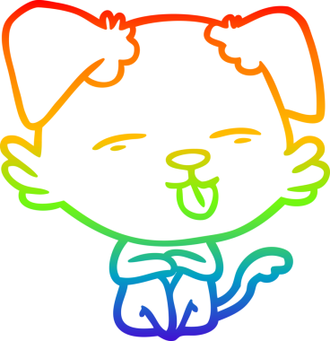 gökkuşağı gradyan çizgi çizimi bir insan tarafından çizilmiş dili dışarı çıkaran bir köpek