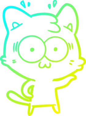 Bir çizgi filmin soğuk gradyan çizimi bir insan tarafından çizilmiş sürpriz bir kedi.