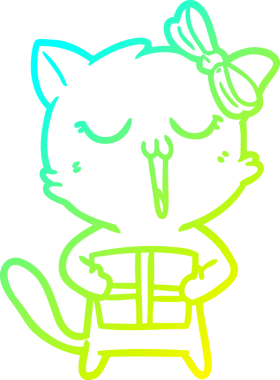 Bir insan tarafından çizilen çizgi film kedisinin soğuk gradyan çizgisi.