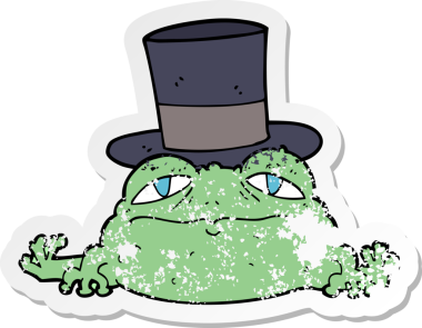 Bir insan tarafından çizilmiş zengin kara kurbağasının sıkıntılı çıkartması.