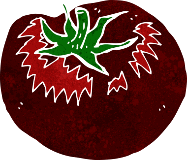 Bir insan tarafından çizilmiş domates çizgi filmi.