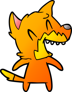 Bir insan tarafından çizilmiş tilki çizgi film karakteri