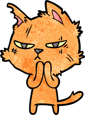 Bir insan tarafından çizilmiş sert çizgi film kedisi.