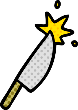 Bir insan tarafından çizilmiş keskin bir bıçak.