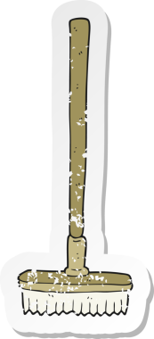 Bir insan tarafından çizilmiş bir çizgi film süpürgesinin gerilimli yapıştırması.