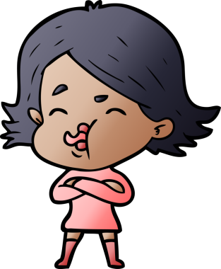 Bir insan tarafından çizilen karikatür kızı.