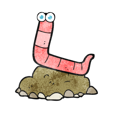 Bir insan tarafından çizilmiş serbest doku çizgi film solucanı.