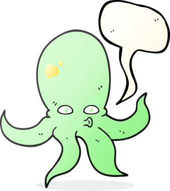 Bir insan tarafından çizilmiş serbest konuşma balonu ahtapot çizimi.