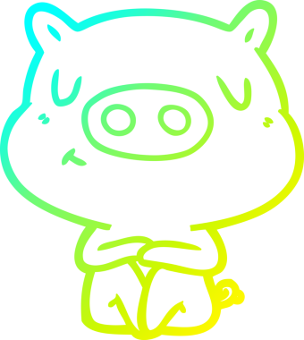 Bir insan tarafından çizilen soğuk çizgi çizgi film içerikli domuz meditasyonu.