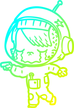 Bir insan tarafından çizilmiş ağlayan astronot bir kızın soğuk gradyan çizimi