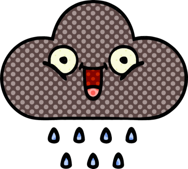 Bir insan tarafından çizilmiş fırtına yağmuru bulutu çizgi filmi.