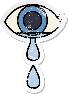 Bir insan tarafından çizilmiş, kederli bir çizgi film çıkartması.