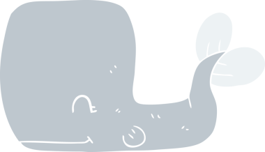 Bir insan tarafından çizilmiş mutlu balinanın düz renk çizimi