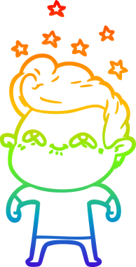 Gökkuşağı gradyanı çizimi bir insan tarafından çizilmiş heyecanlı bir çizgi film