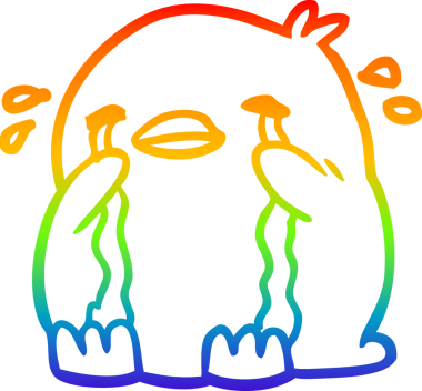 gökkuşağı gradyanı bir insan tarafından çizilmiş ağlayan bir kuşun çizimi