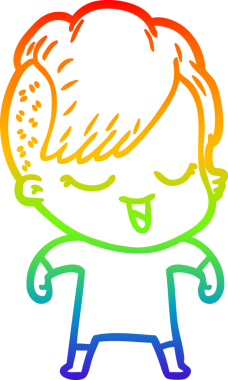 gökkuşağı gradyan çizimi mutlu bir çizgi film kızı bir insan tarafından çizildi