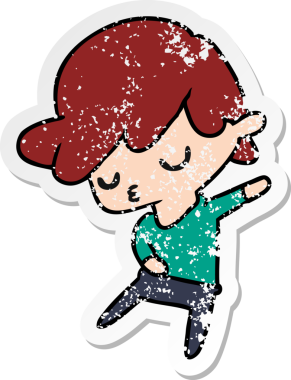 Bir insan tarafından çizilmiş kawai sevimli çocuk serbest sticker 'ı.