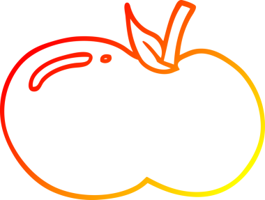 Bir insan tarafından çizilen elma çizgi romanının sıcak gradyan çizimi