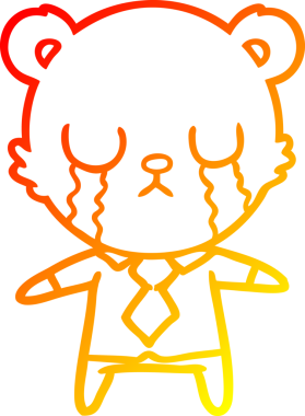 Bir insan tarafından çizilen ağlayan çizgi film ayısının sıcak çizgi çizgisi.