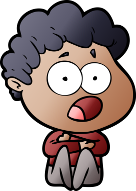 Bir insan tarafından çizilmiş bir karikatür adamı şaşkınlıkla nefes nefese kaldı.