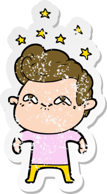 Bir insan tarafından çizilmiş heyecanlı bir karikatür çıkartması.