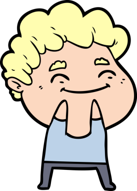 Bir insan tarafından çizilmiş çizgi film dostu bir adam.