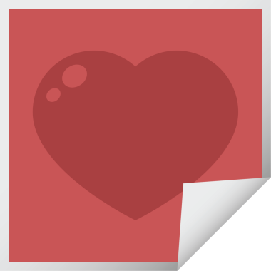 kalp sembolü grafik vektör illüstrasyon kare etiketi bir insan tarafından çizilmiş