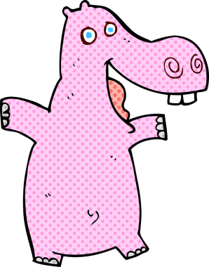 Bir insan tarafından çizilmiş çizgi film hipopotamları