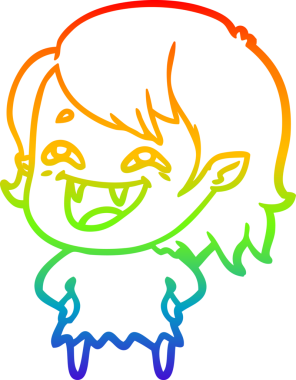 Gökkuşağı gradyan çizgi çizimi Bir insan tarafından çizilmiş gülen vampir kız çizgi filmi