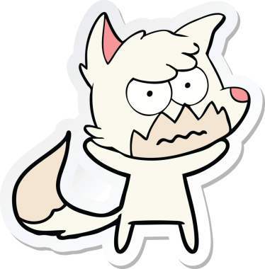 Bir insan tarafından çizilmiş, kızgın tilki çıkartması.