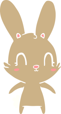 Bir insan tarafından çizilmiş düz renk çizgi film tavşanı.