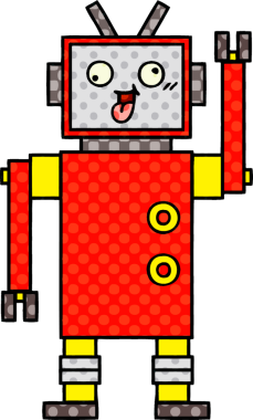 Bir insan tarafından çizilmiş çılgın bir robotun çizgi romanı.