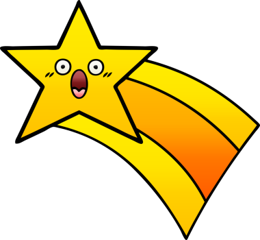 Bir insan tarafından çizilmiş kayan gökkuşağı yıldızının gölgeli karikatürü