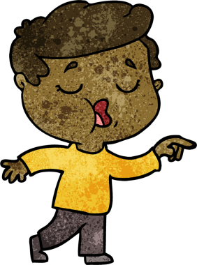 Bir insan tarafından çizilmiş karikatür adam konuşuyor.