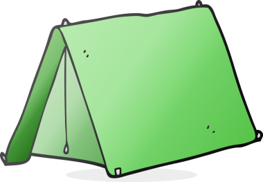 Bir insan tarafından çizilmiş karikatür çadırı.