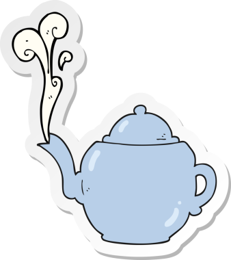 Bir insan tarafından çizilmiş karikatür çaydanlığının çıkartması.