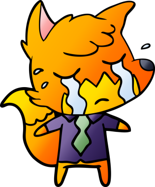 Bir insan tarafından çizilmiş ağlayan tilki çizgi filmi.