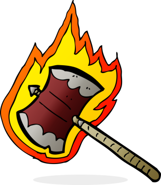 Bir insan tarafından çizilmiş yanan balta.