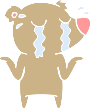 Bir insan tarafından çizilmiş düz renkli karikatür ağlayan ayı