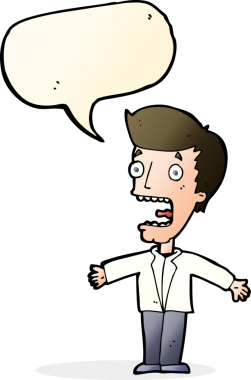 Bir insan tarafından çizilmiş konuşma balonlu çığlık atan bir adam.