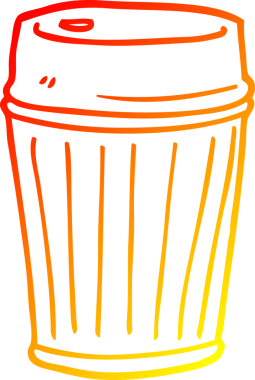 Bir çizgi filmin sıcak gradyan çizimi bir insanın çizdiği kahveyi dışarı çıkarır.