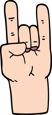 Bir insan tarafından çizilmiş karalama rock müzik eli.