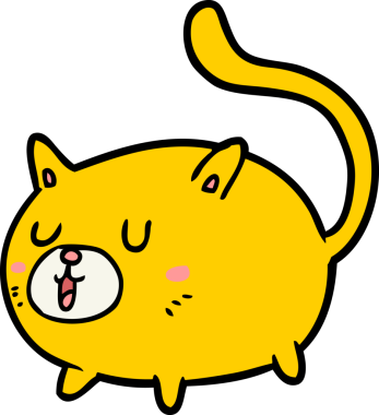 Bir insan tarafından çizilmiş mutlu bir kedi.