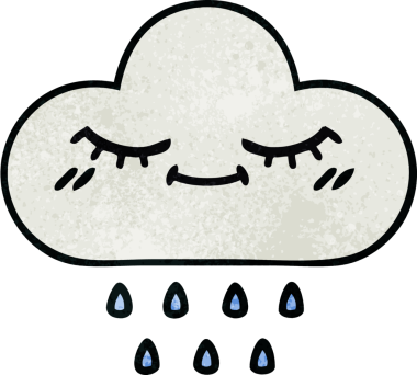 Bir insan tarafından çizilmiş yağmur bulutunun retro grunge desen karikatürü