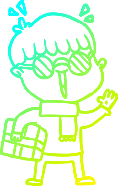 Bir insan tarafından çizilmiş paketli bir çizgi film çocuğu çizimi.