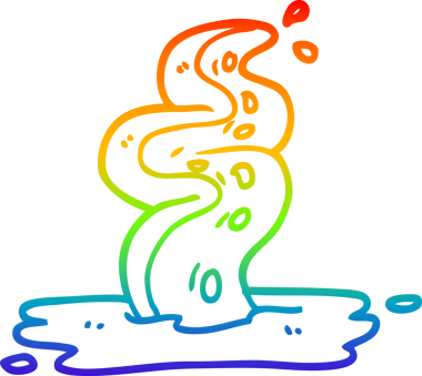 gökkuşağı gradyan çizgi çizimi bir insan tarafından çizilmiş ürkütücü dokunaç