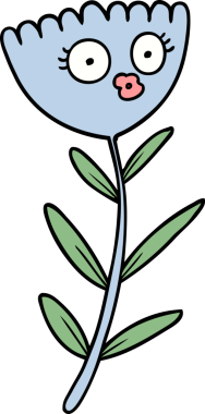 Bir insan tarafından çizilmiş çiçek dansı çizgi filmi.