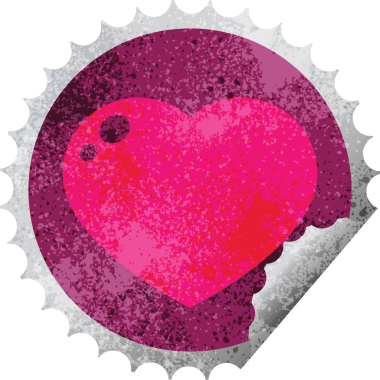 kalp soyma etiketi grafik vektör illüstrasyon dairesel soyma etiketi bir insan tarafından çizildi