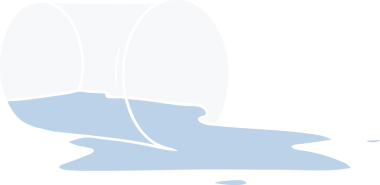 Bir insan tarafından çizilmiş dökülmüş bir bardağın el çizimi karikatürü